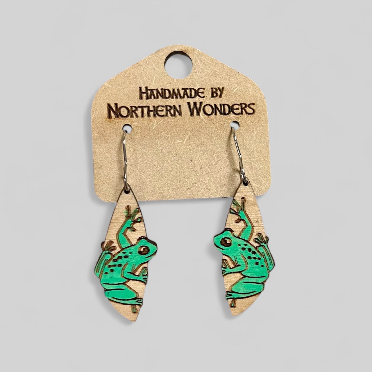 Frog Wood Earring