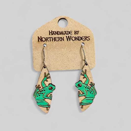 Frog Wood Earring