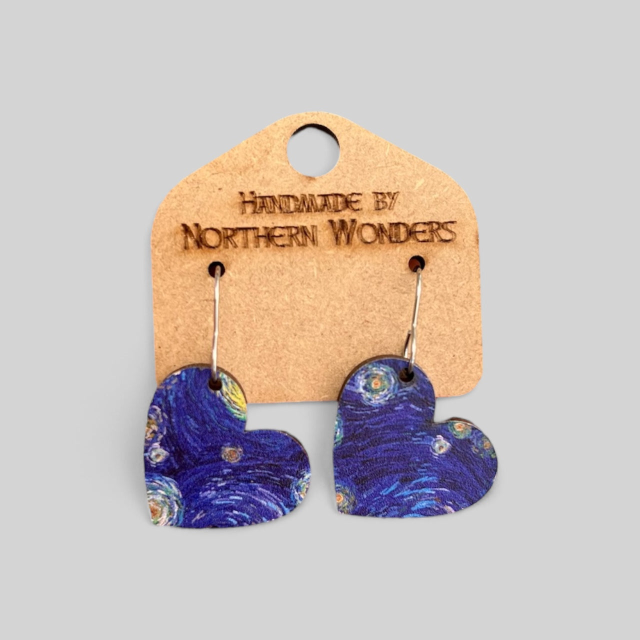 Van Gogh Heart Wood Earring