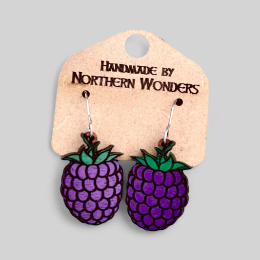 Blackberries Wood Earring