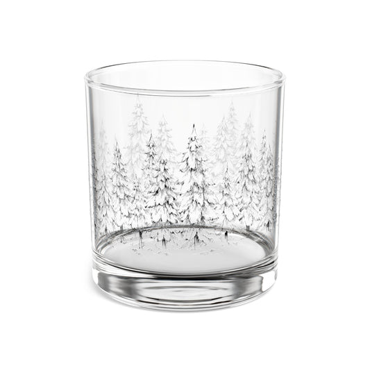 Snow Covered Trees Rocks Glass, 10oz