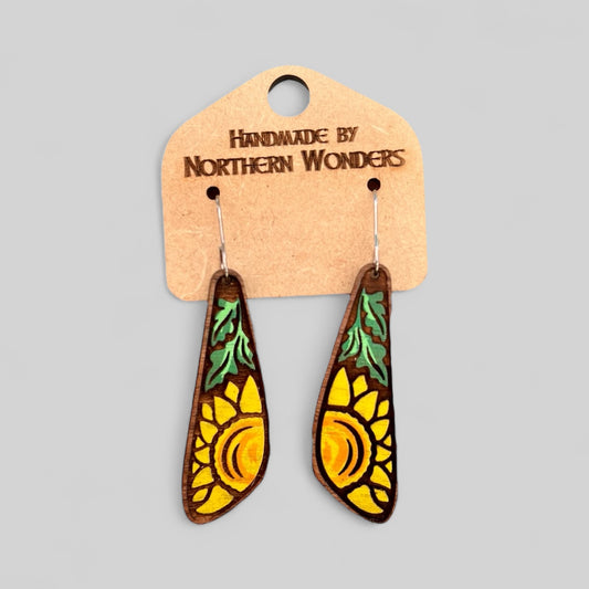 Sunflower Wood Earrings