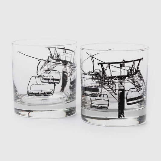 Ski Lift - Black Whiskey Glasses