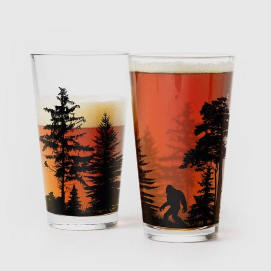 Bigfoot in the Forest Pint Glass