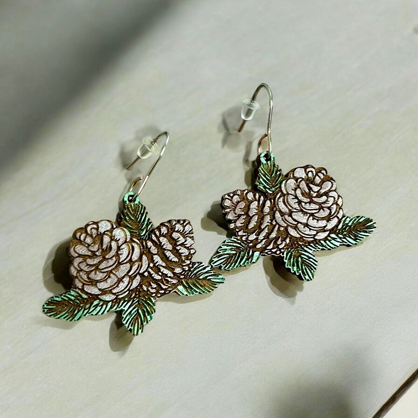 Pine Cone Wood Earrings