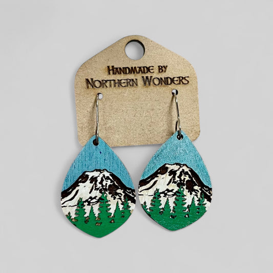 Mt. Rainier Wood Earring