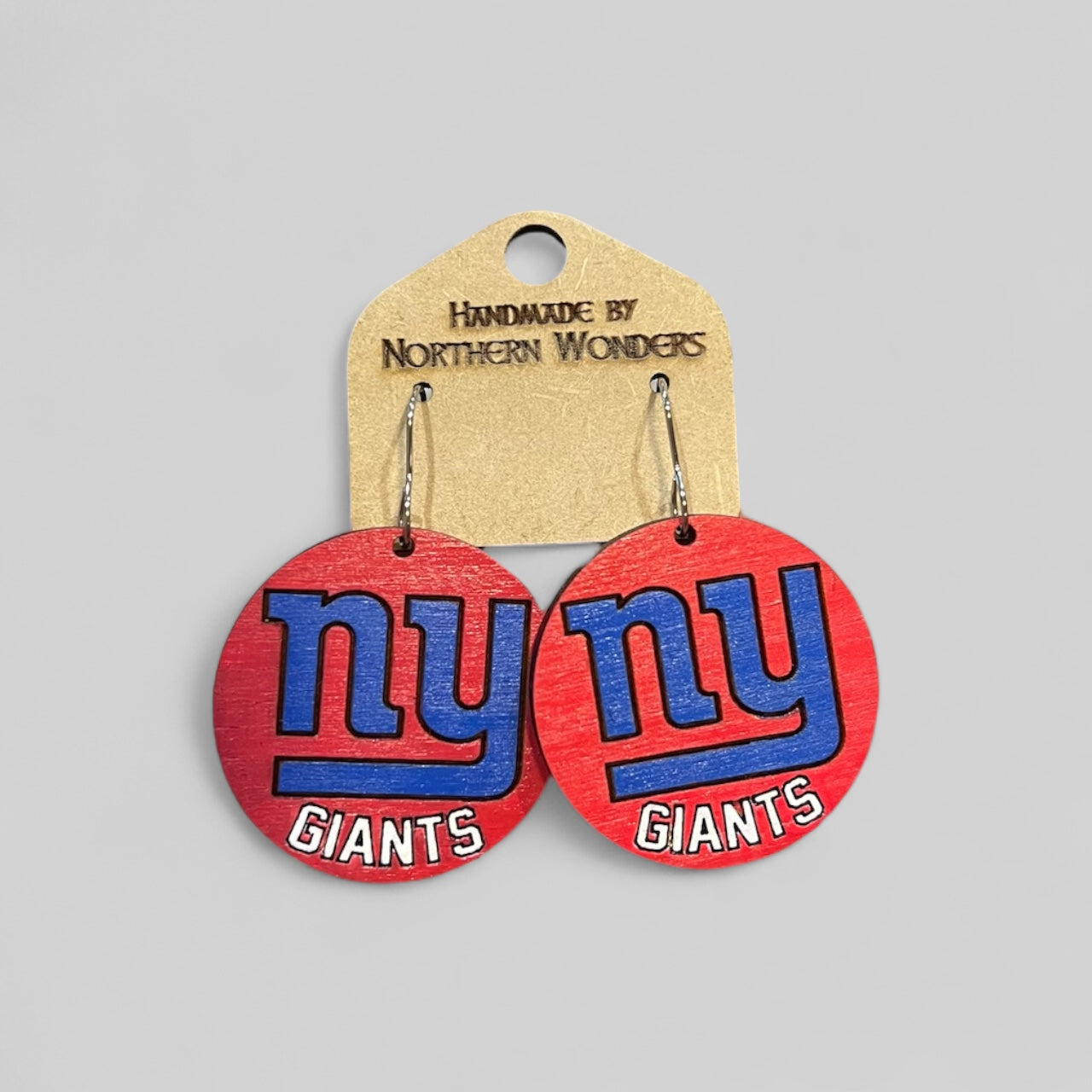 New York Giants Wood Earrings