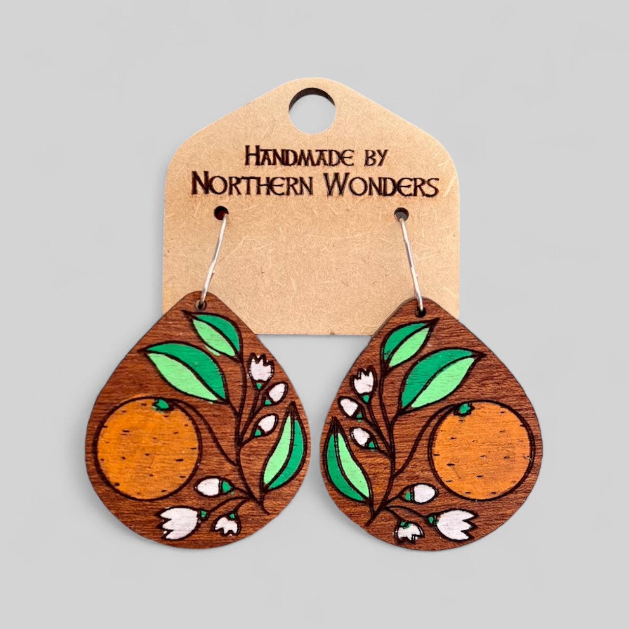 Oranges Wood Earring