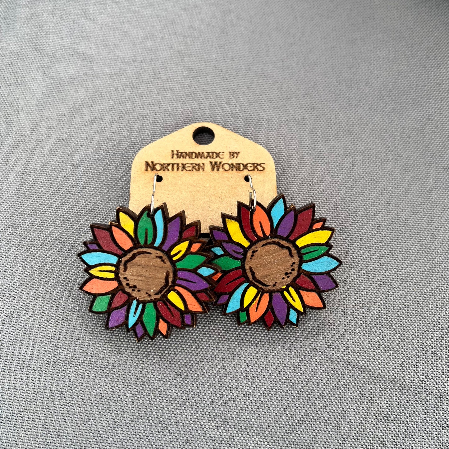 Rainbow Sunflower Earring