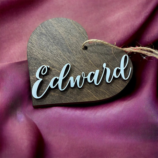 Farmhouse Wood Hearts with Name