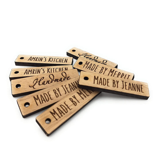 20 Personalized Wood Rectangle Tags