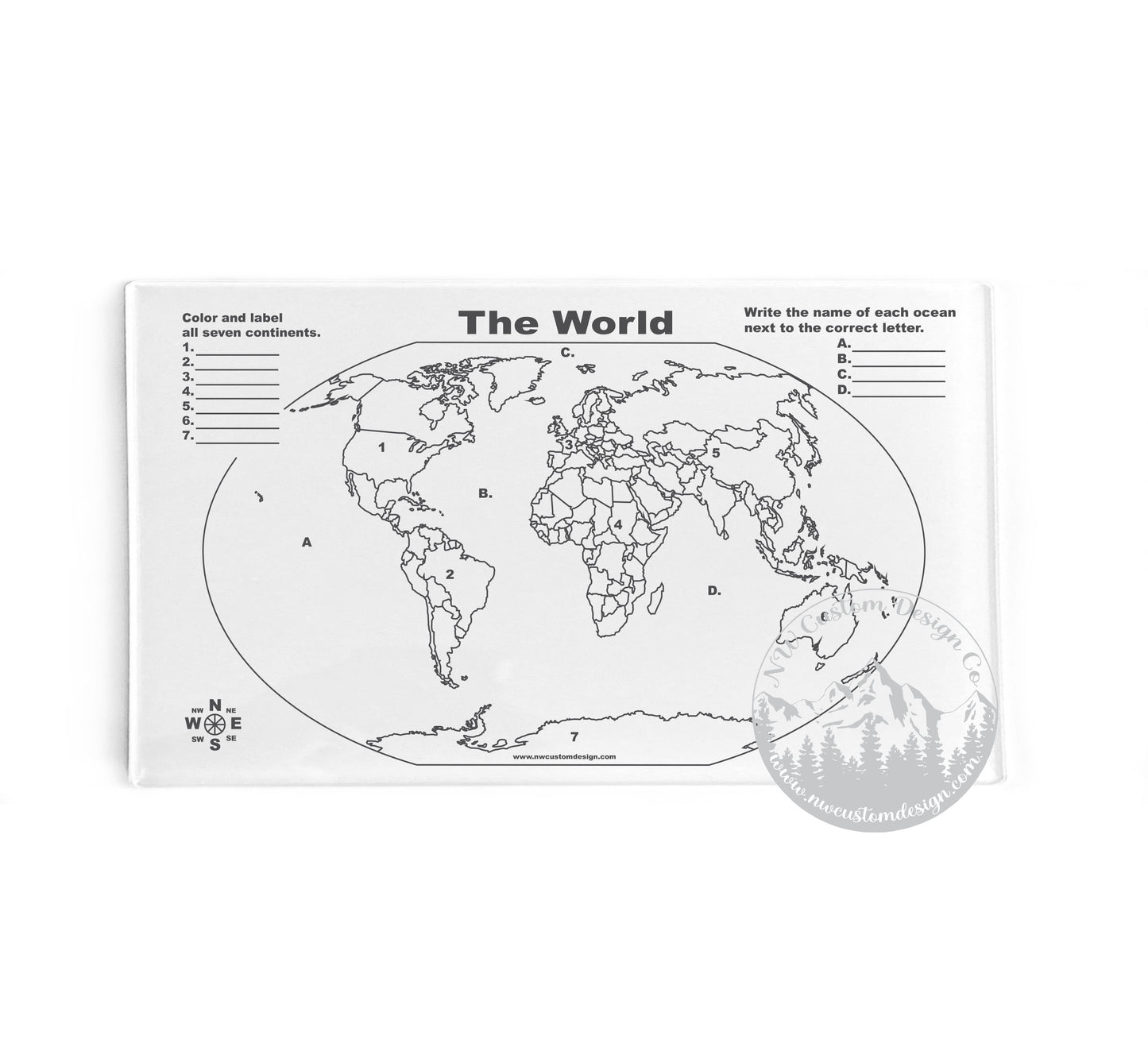 World Map Dry Erase Board