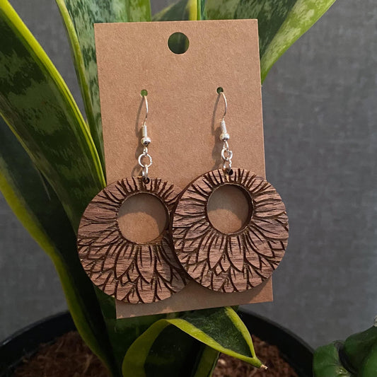 Floral Walnut Earrings