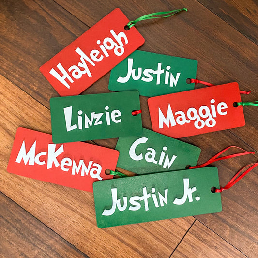 Grinch Themed Name Tags